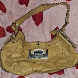 Guess Mustard Shoulder Bag with Silver Accents